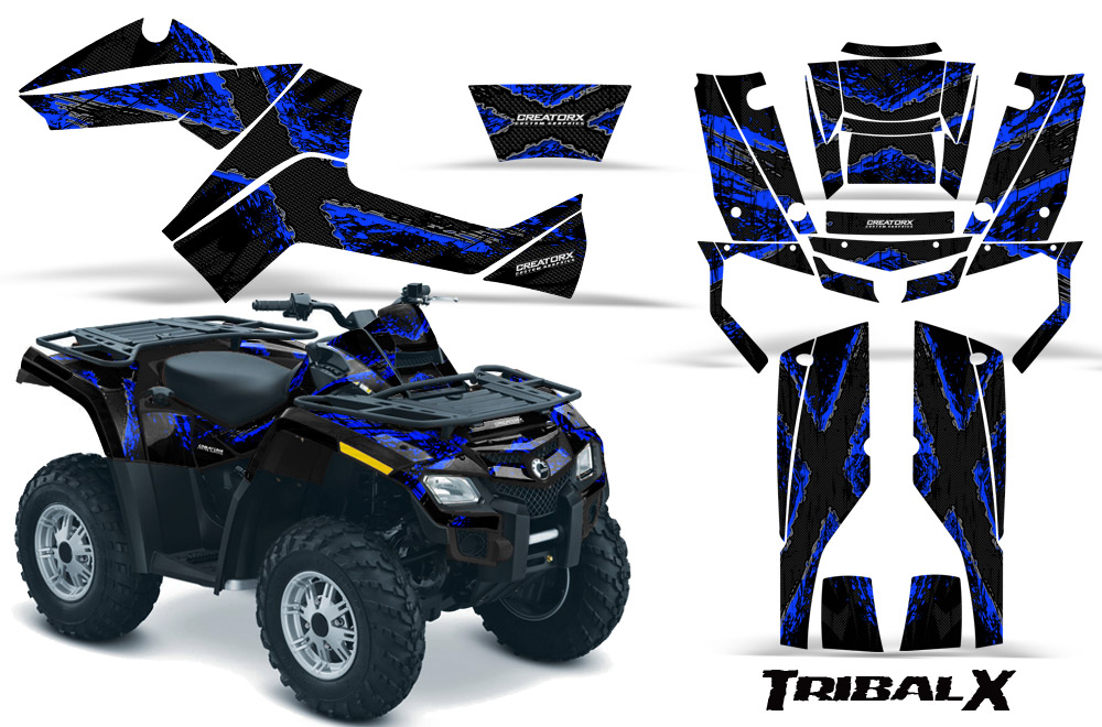 Can-Am Outlander 800 Graphics Kit Bolt TribalX Blue Black